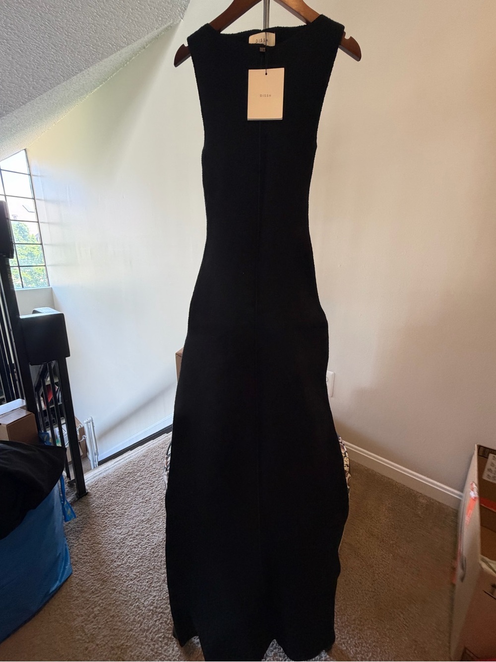 DISSH Black Owen Crepe Knit Midi Dress